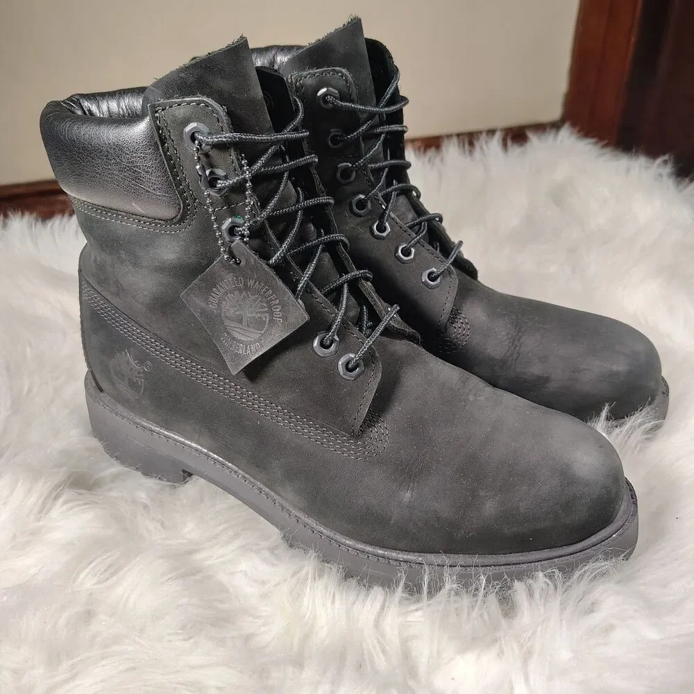 Timberland Men's Size 9-6 Inch Premium Black Nubuck Waterproof Boot TB010073001